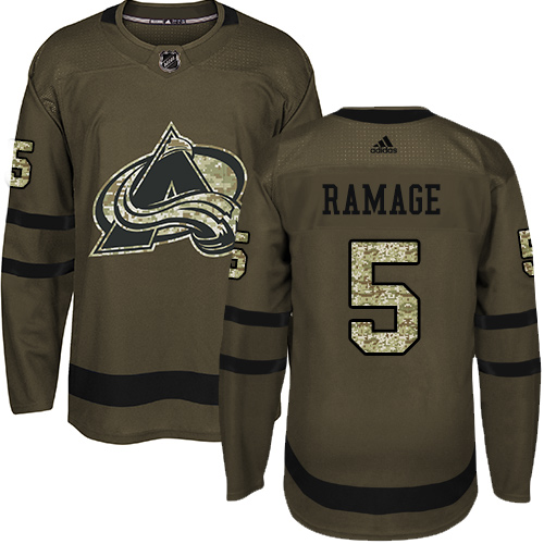 Adidas Avalanche #5 Rob Ramage Green Salute to Service Stitched NHL Jersey - Click Image to Close